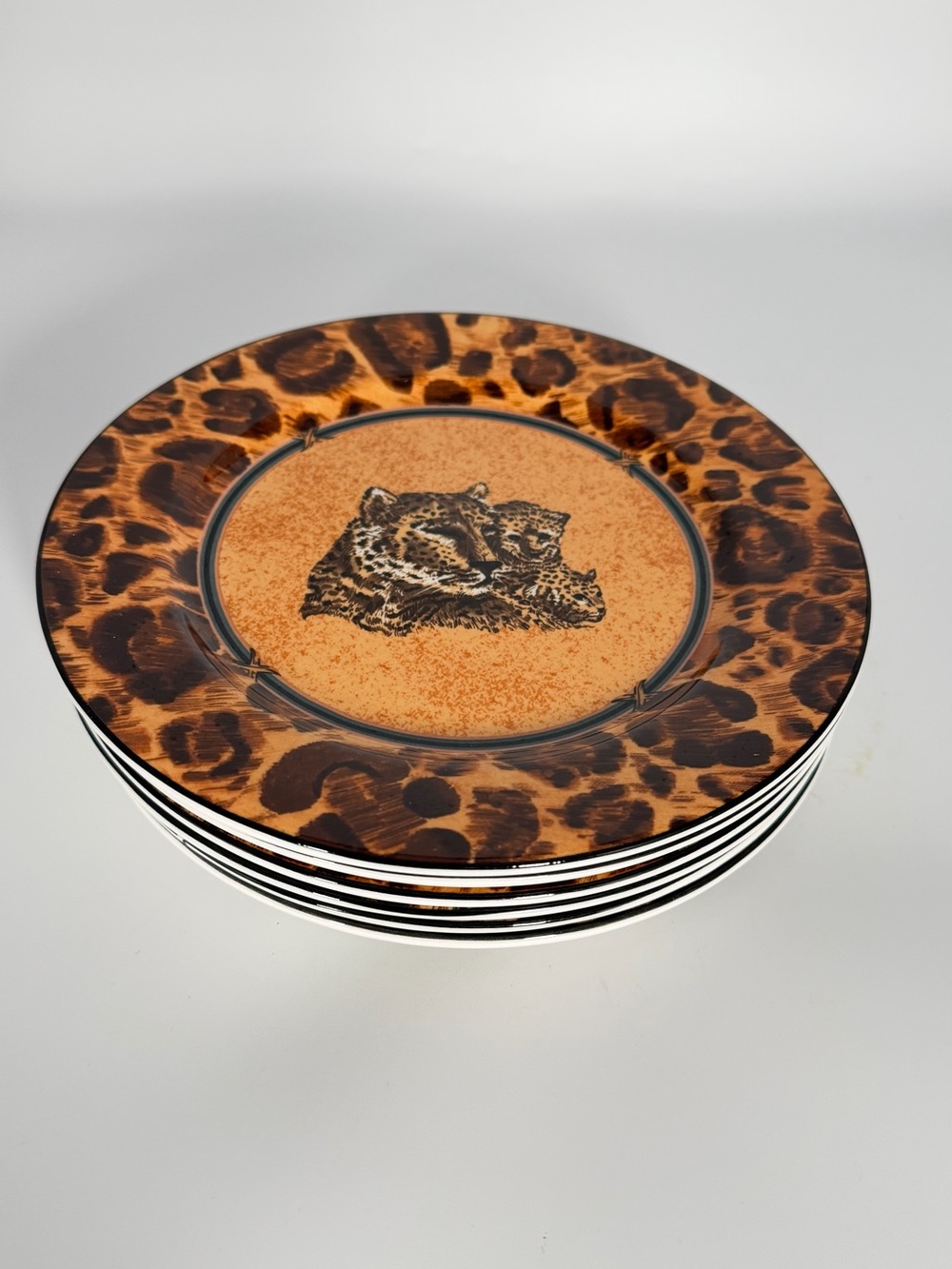 Victoria & Beale Wild Kingdom 9047 Leopard Salad Plates 7.75” Set of 6